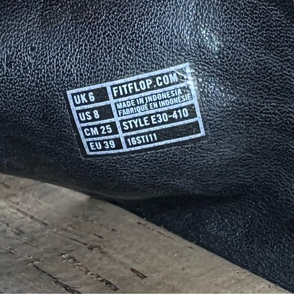 FitFlop Kys E30-410 Cork Black Gray Cirque Leather Slide Sandals Size 8 Comfort - Picture 11 of 11